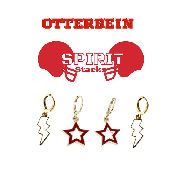 Otterbein University Spirit Earring Stack for Cardinals game day