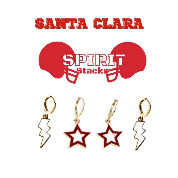 Santa Clara University Spirit Earring Stack for Broncos game day
