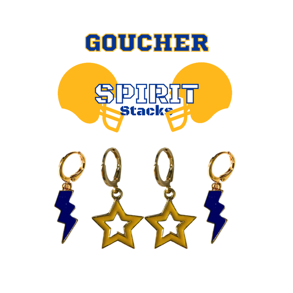 Goucher College Spirit Earring Stack for Gophers game day – alternate colorway