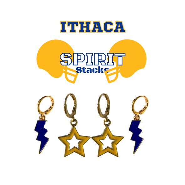 Ithaca College Spirit Earring Stack for Bombers game day – alternate colorway