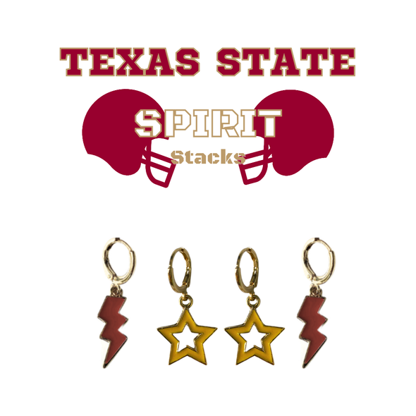 Texas State Spirit Earring Stack for Bobcats game day – alternate colorway