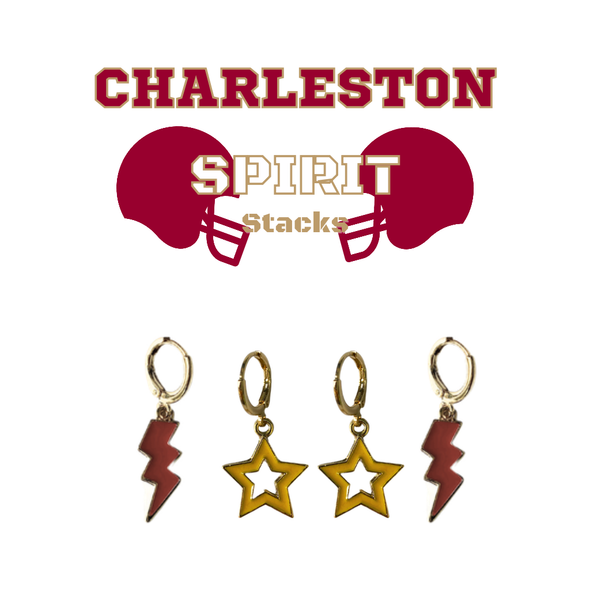 University of Charleston Spirit Earring Stack for Golden Eagles game day – alternate colorway