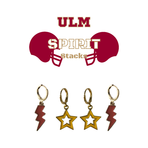 University of Louisiana Monroe Spirit Earring Stack for Warhawks game day – alternate colorway