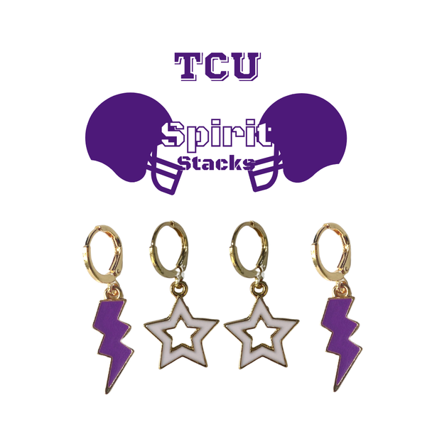 TCU Spirit Earring Stack For Horned Frogs Game Day