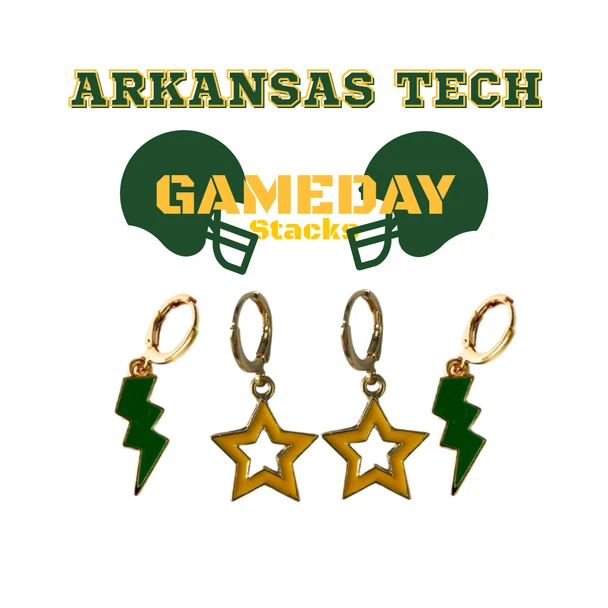 Arkansas Tech University Spirit Earring Stack for Wonder Boys and Golden Suns game day – inspiration