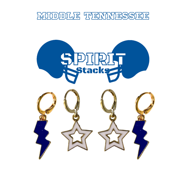 Middle Tennessee State University Spirit Earring Stack for Blue Raiders game day