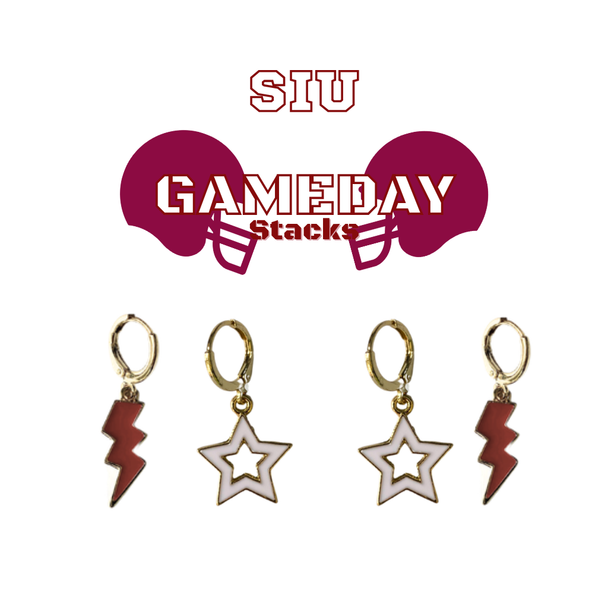 Southern Illinois University Spirit Earring Stack for Salukis game day – alternate colorway