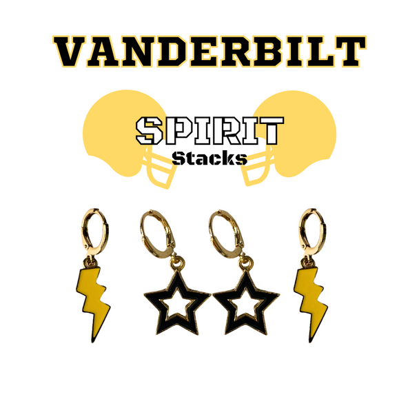 Vanderbilt Spirit Earring Stack For Commodores Game Day
