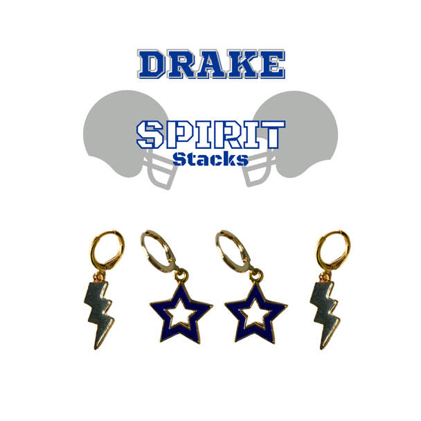 Drake University Spirit Earring Stack for Bulldogs game day