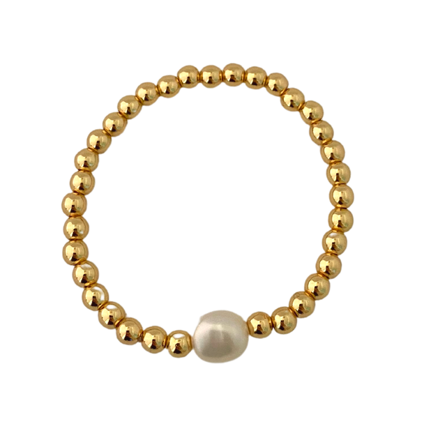 Gold bead and pearl bracelet