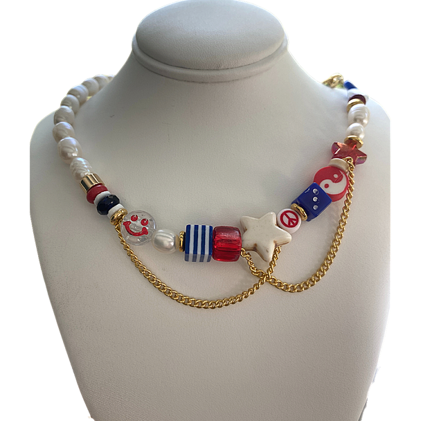 USA Olympics Red, White, and Blue Beaded Necklace