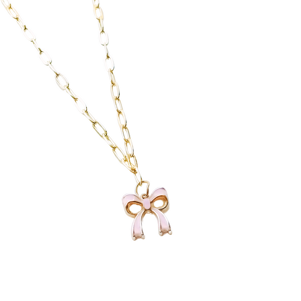 Pink Bow Statement Necklace