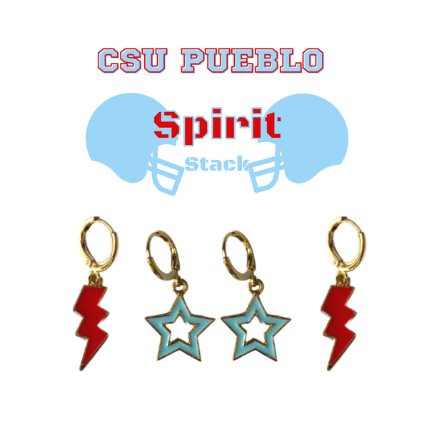 Colorado State University Pueblo Spirit Earring Stack for ThunderWolves game day