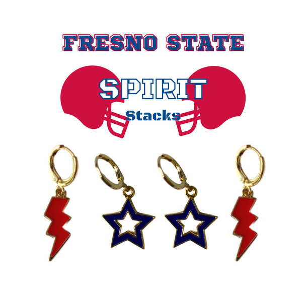 Fresno State Spirit Earring Stack for Bulldogs game day