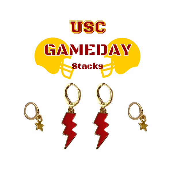 Stacked By Suzie Classic Gameday Earring Stack - University of Southern California Trojans and Women of Troy Edition