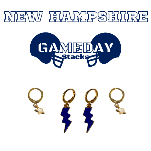 University of New Hampshire Classic Gameday Earring Stack in navy and white, Wildcats huggie hoop earrings
