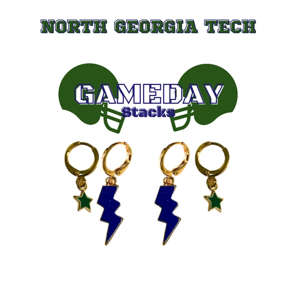 North Georgia Technical College Classic Gameday Earring Stack for Wolves game day