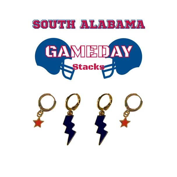 University of South Alabama Classic Gameday Earring Stack for Jaguars game day – alternate colorway