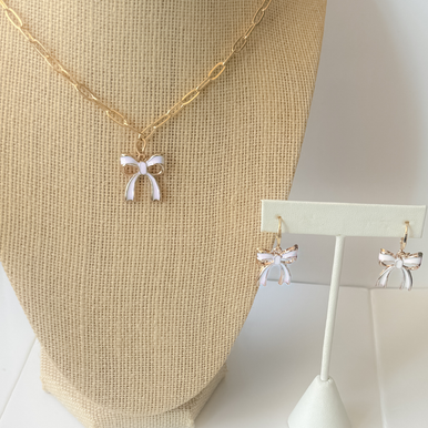 ネックレス・ペンダント Monday Edition _ Ball Chain Bow Necklace Silver-tone Rhinestone Bow Y-Neck Necklace | Claire's US