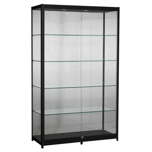 4-shelf alu tower showcase LED lighting & lockable doors (F2801CGBK)