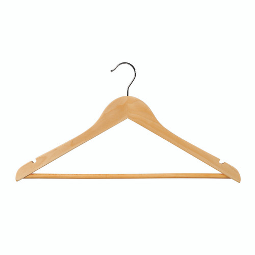 Wooden hanger with notches & rail (H2630BH)