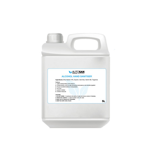 5L hand sanitiser gel refill bottle - 75% alcohol - made in Australia (MIAUS0105HST)
