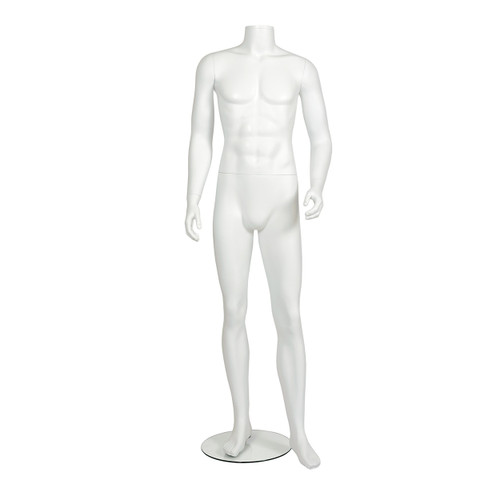 Plastic male mannequin M-L no head glass base (B9420WH)