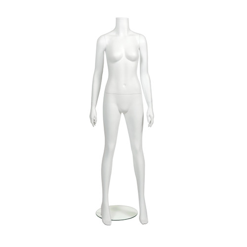 Plastic female mannequin 10-12 no head glass base (B9425WH)
