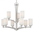Chandeliers By Thomas Pittman 28.5in Nine-light chandelier in Brushed Nickel finish with etched glass. 190042217