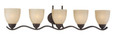 Wall Lights By Thomas Five-light bath fixture in Sable Bronze finish with tea stained glass. SL717522