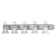 Wall Lights By Thomas Five-light bath fixture in Brushed Nickel Finish with swirl alabaster style glass. SL744578