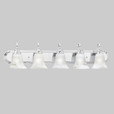 Wall Lights By Thomas Transitionally styled five-light bath fixture in Chrome finish with swirl alabaster style glass. SL75854
