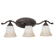 Wall Lights By Thomas Three-light bath fixture in Aged Bronze finish with painted champagne marble glass. SL760362