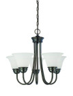 Chandeliers By Thomas Bella 19.5in Five-light chandelier in Oiled Bronze finish with etched glass. SL805115