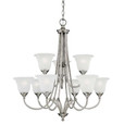 Chandeliers By Thomas Nine-light chandelier in Satin Pewter finish with painted white marble glass. SL880241