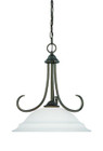 Chandeliers/Pendant Lights By Thomas Bella 18in One-light pendant in Oiled Bronze finish with etched glass SL891615