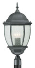 Outdoor Lights By Thomas One-light die-cast aluminum outdoor post lantern in Matte Black finish with clear beveled glass SL90107