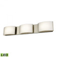 Wall Lights By Alico Pandora LED 3 Light LED Vanity In Satin Nickel And Opal Glass BVL913-10-16M