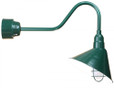 Outdoor Lights By American Nail Plate 14" Angle Shade, Arm and Frosted Glass with Wire Guard in Marine Grade Forest Green using 42w A814-42WPL-RTC-E6-200GLFR-GUP-102