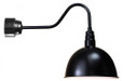 Wall Lights By American Nail Plate 18" Deep Bowl Shade with Frosted Glass with Wire Guard mounted on a gooseneck arm in Black using D618-42WPL-RTC-200GLFR-GUP-E6-41