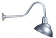 Outdoor Lights By American Nail Plate 12" Rounded Emblem Shade with gooseneck arm extension in Galvanized using a medium base socket. M712-E6-49