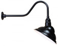 Outdoor Lights By American Nail Plate 14" Rounded Emblem Shade with gooseneck arm extension in Black using a medium base socket. M714-E6-41