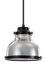 Chandeliers/Pendant Lights By American Nail Plate 8" Madison shade in Extreme Chrome finish with black trim and a clear lens on a Black 8' cord MA08-BLC-CL08-81-41