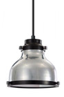 Chandeliers/Pendant Lights By American Nail Plate 8" Madison shade in Extreme Chrome finish with black trim and a white lens on a Black 8' cord MA08-BLC-WH08-81-41