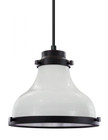 Chandeliers/Pendant Lights By American Nail Plate 10" Madison shade in a White finish with black trim and a clear lens on a Black 8' cord. MA10-BLC-CL10-44-41