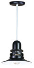 Chandeliers/Pendant Lights By American Nail Plate 12" Orbitor Shade including frosted glass on an 8' White cord in Marine Grade Black ORB12-FR-WHC-101