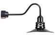 Wall Lights By American Nail Plate 16" Orbitor Shade including frosted glass mounted on a gooseneck arm in Black with a 32w ORB16-FR-32WPL-RTC-E6-41