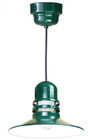 Chandeliers/Pendant Lights By American Nail Plate 16" Orbitor Shade including frosted glass on an 8' Black cord arm in Forest Green with a med