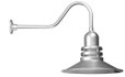 Wall Lights By American Nail Plate 16" Orbitor Shade including frosted glass mounted on a gooseneck arm in Galvanized. ORB16-FR-E6-49