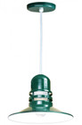 Chandeliers/Pendant Lights By American Nail Plate 16" Orbitor Shade including frosted glass on an 8' White cord arm in Forest Green with a med